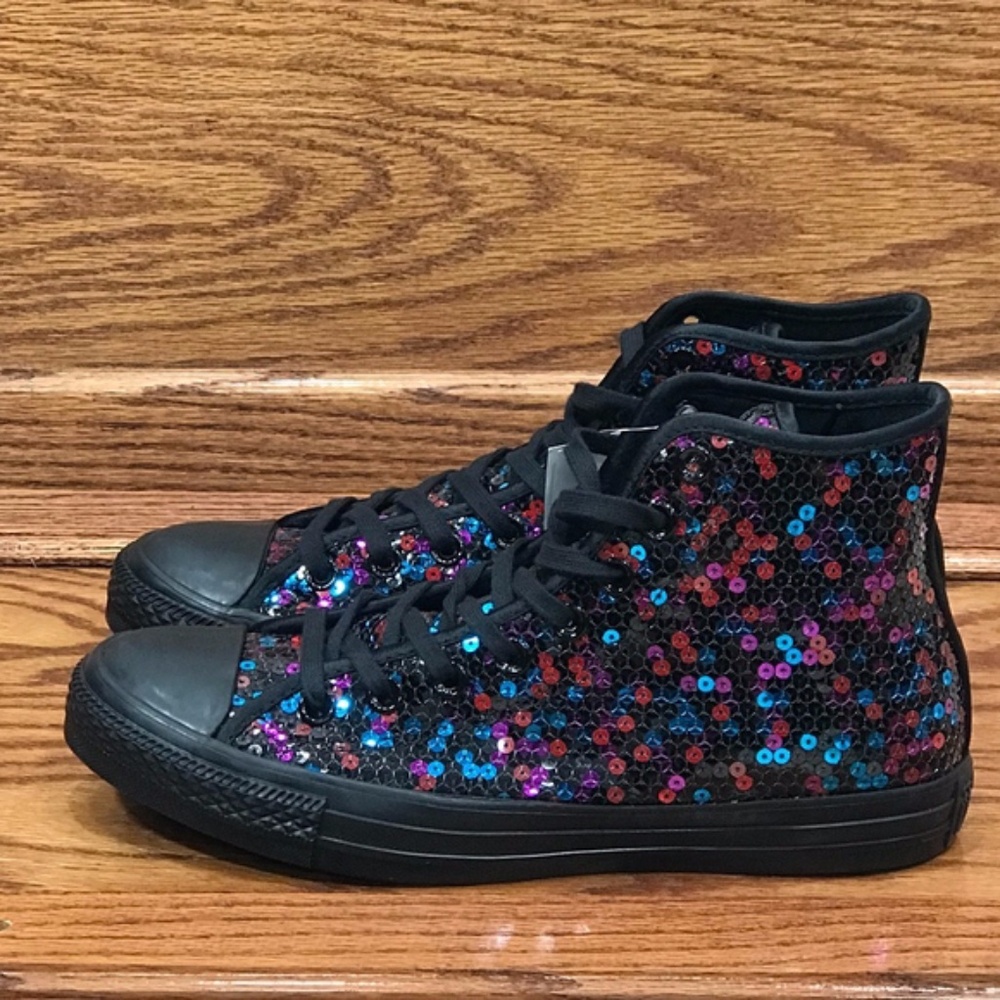 Converse CTAS Hi Sequins Black Blue‎ Cherry Shoes